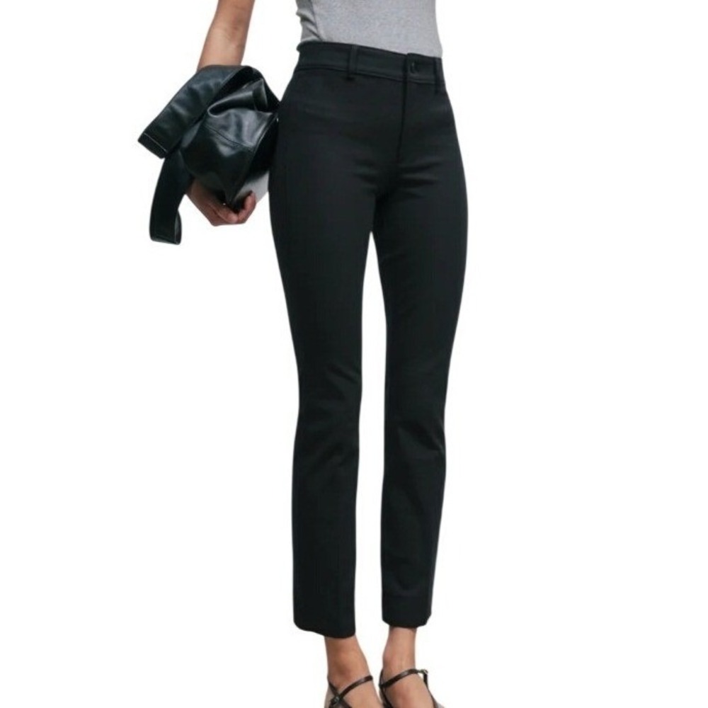 AYR Women's Black Bi Stretch Slim Straight Leg Daily Dose Pants 29L Crop Ankle